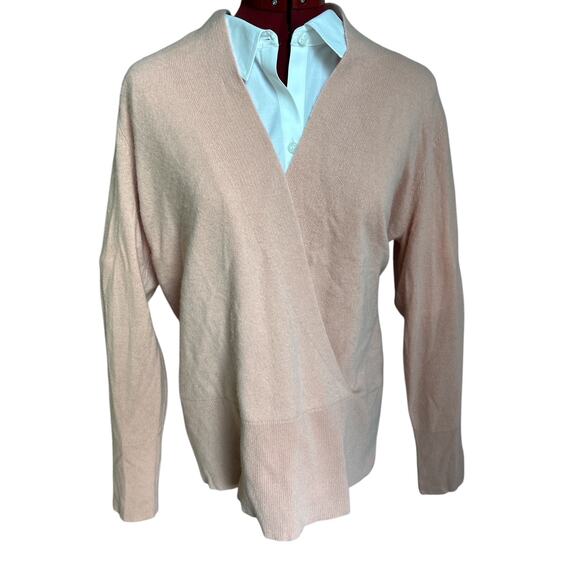 Sundance Women’s Size Large‎ 100% Cashmere Pink Faux Wrap Sweater - Picture 1 of 5